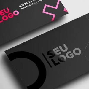 Cartão de visita fosco com verniz localizado Couchê 300g 9x5cm 4x4 Laminação Fosca e Verniz Localizado F/V Corte Reto 